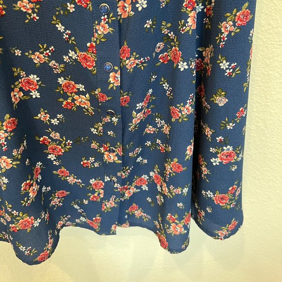 Blue Floral Flowy Mini Dress, Size Large - Picture 8 of 8